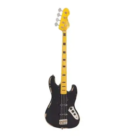 Vintage Icon VJ74MRSSB Distressed Black E-Bass
