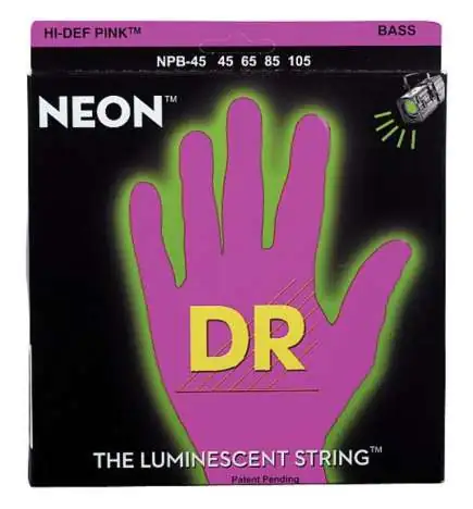 DR 4 Bass Strings 45-105 Hi-Def Neon Pink Neon NPB-45