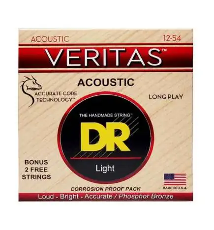 DR VTA-12 Veritas Coated Core Phosphor Bronze Acoustic Guitar Strings 12-54