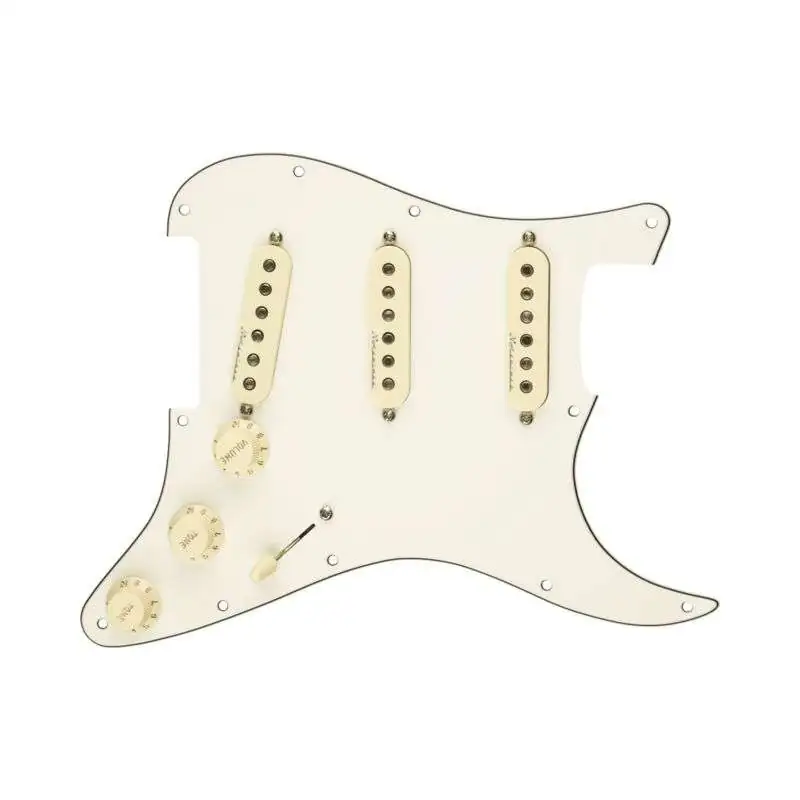Fender Pre-Wired Strat Pickguard, Hot Noiseless SSS Parchment