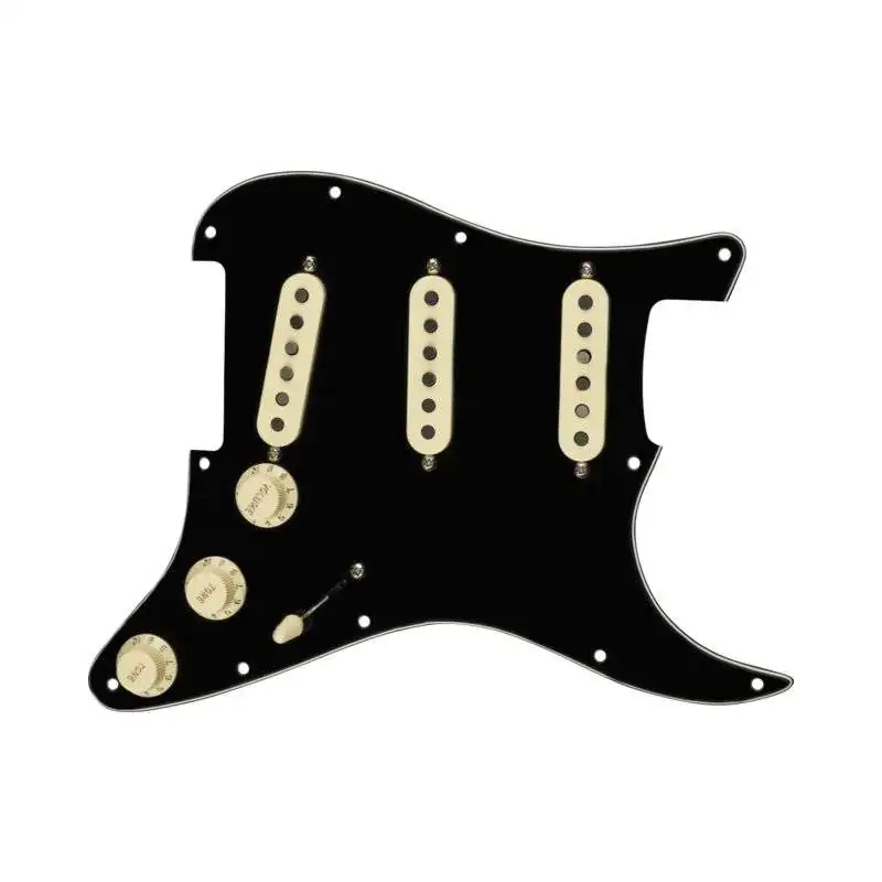 Fender Pre-Wired Strat Pickguard, Tex Mex SSS Black Fender Pre-Wired Strat Pickguard, Tex Mex SSS Black