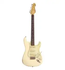 Vintage V6MRTBG Blugocaster Distressed Vintage wit