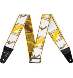 Fender WeighLess Monogram Strap White Brown Yellow