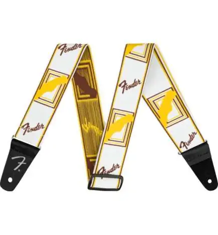 Fender WeighLess Monogram Strap White Brown Yellow
