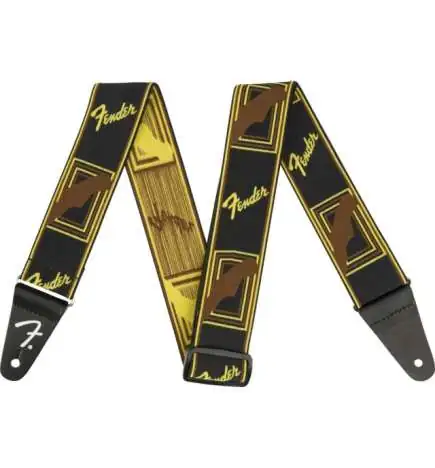 Fender WeighLess Monogram Strap Black Yellow Brown