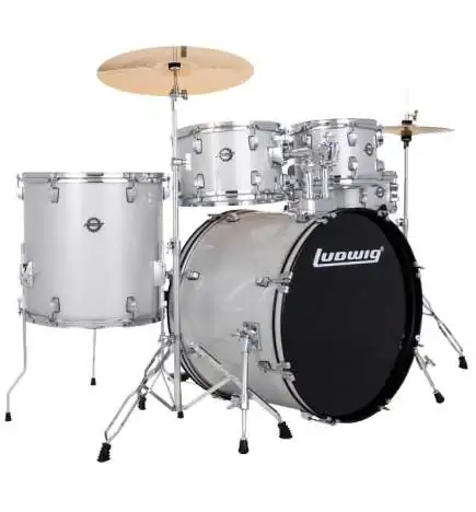 Ludwig Accent Drive 5PC Drum Set Silver Sparkle
