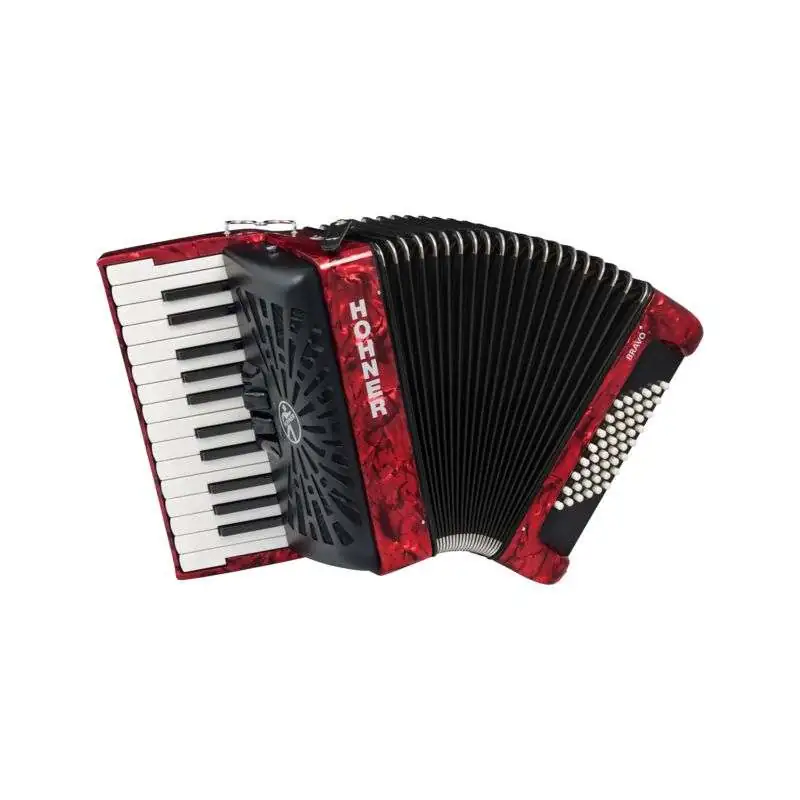 Hohner Bravo II 48 red silent key fisarmonica acustica Hohner Bravo II 48 red silent key fisarmonica acustica