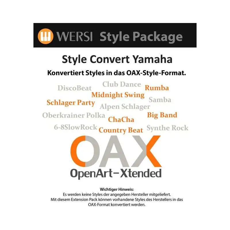 Wersi SONIC OAX Style Converter YAMAHA - from TYROS 3 to GENOS - Activation Key