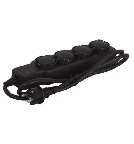 Showtec Stage Multiprise 4 cordes, noir, câble 1,5 m