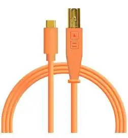 DJ TECHTOOLS USB-C USB-B Chroma Cable (Neon Orange)