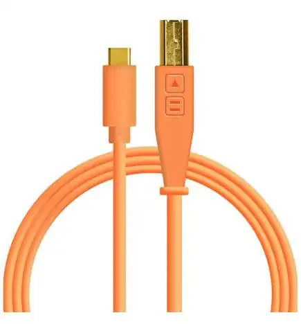 DJ TECHTOOLS USB-C USB-B Chroma Cable (Neon Orange)